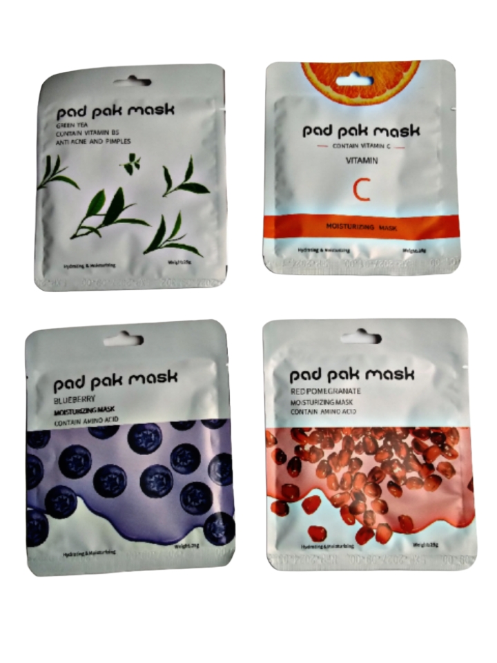 ماسک صورت پد پاک مدل (انار چای ویتامین سی بلوبری) وزن 25 گرم بسته 4 عددی 1 ماسک صورت پد پاک مدل (انار چای ویتامین سی بلوبری) وزن 25 گرم بسته 4 عددی
