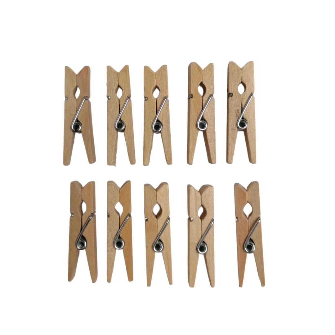 گیره چوبی سایز 2/5 سانتی بسته 10 عددی 1 گیره چوبی